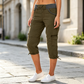 👖50% OFF NOW ! ✨Women's High-Waist Cargo Capri Pants – Breathable Cotton with Utility Pockets, Adjustable Cuffs Casual Summer Trousers