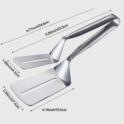 🍳50% OFF NOW ! ✨Stainless Steel Kitchen Cooking Clips – 2‑In‑1 Spatula Tongs for Flipping, Grilling & Serving Food