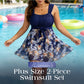👗50% OFF NOW ! ✨Plus‑Size Tummy Control 2‑Piece Swimsuit Set – Floral Tankini Swim Dress