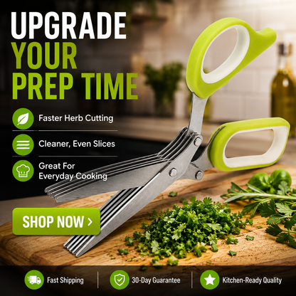 ✂️50% OFF NOW ! ✨5-Blade Stainless Steel Herb Scissors – Fast Slicing Kitchen Shears