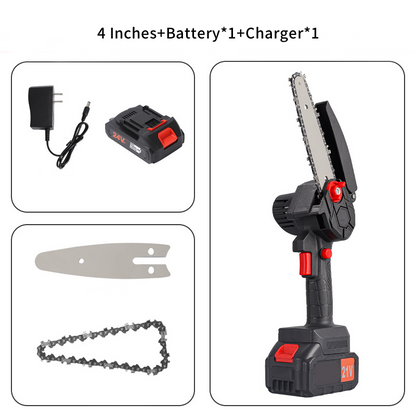 50% OFF NOW! Brushless Electric Cordless Handheld Mini Chainsaw, Portable Battery Powered Small Chain Saw for Tree Trimming, Branch Cutting, Garden & Wood Cutting Work
