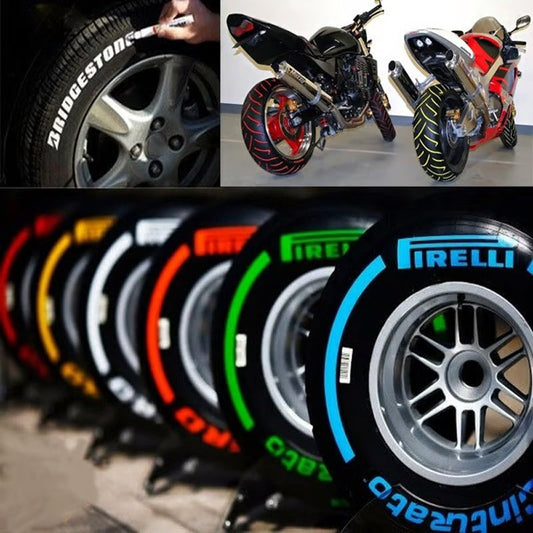 🚗50% OFF NOW! Oil‑Based Waterproof Tire Paint Marker‑Multi‑Color Rubber Tire Lettering Pen, Weather‑Resistant DIY Decor for Car & Motorcycle Tyres