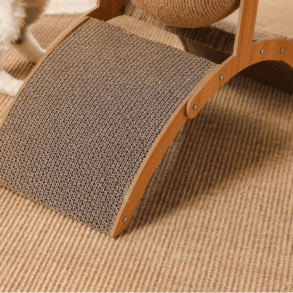 🐱50% OFF NOW! Sisal Cat Scratcher Ball with Cardboard Pad, 2‑in‑1 Cat Scratching Toy, Durable Wooden Frame Cat Scratcher for Indoor Cats, Protect Home Furniture from Cat Claw Damage