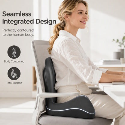 🪑50% OFF NOW! Ergonomic Memory Foam Seat Cushion with Back Support, Integrated Lumbar Posture Correction Seat Pad, Breathable Orthopedic Cushion for Office Chair, Home & Car Seats