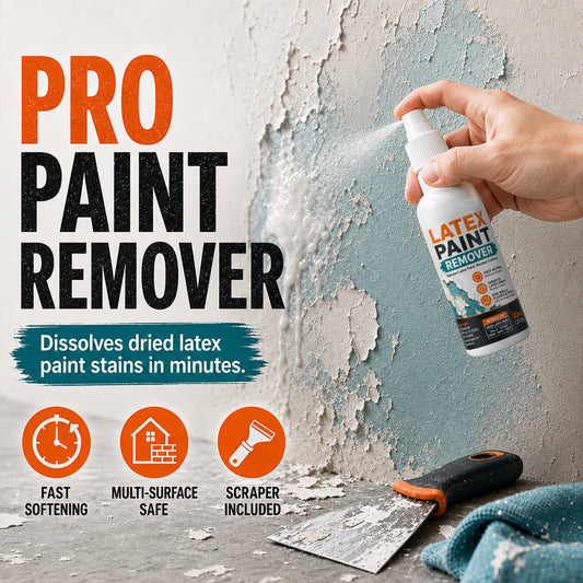🏠50% OFF NOW! Multi‑Surface Latex Paint Remover Spray‑Fast‑Acting Paint Stripper Spray, Dissolves Dried Latex Paint Stains In Minutes, Paint Cleaner with Scraper Included for Home Renovation Repair Projects