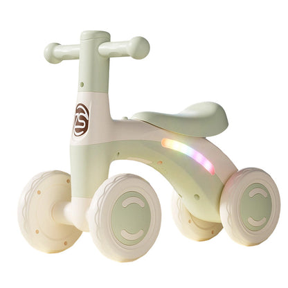 🚼50% OFF NOW! Baby Toddler Balance Bike‑ Anti‑Tip 4‑Wheel Kids Walking Toy with Music & Light, Silent‑Wheel No‑Pedal Baby Ride‑On for Indoor Early Walking Training