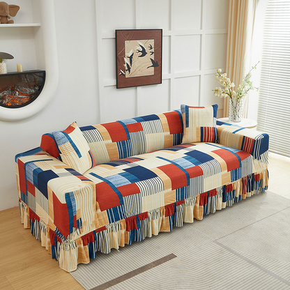 🛋️50% OFF NOW! Universal Stretch Fitted Couch Slipcover, Elegant Skirted Sofa Cover, Machine‑Washable Elastic Furniture Protector for Living Room Sofa Decoration