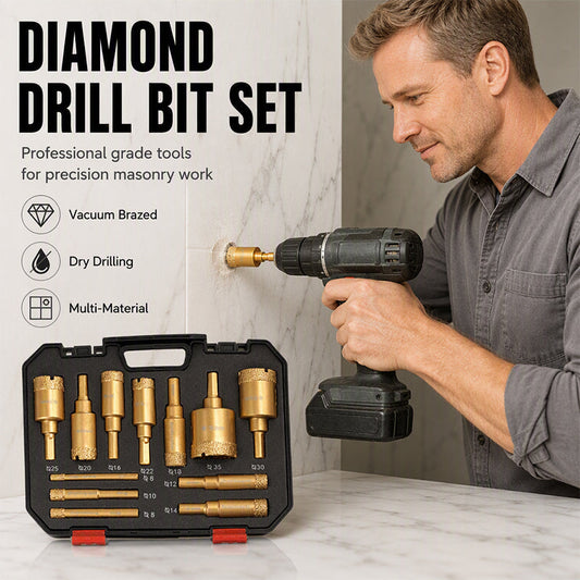 💎50% OFF NOW! 12‑Piece Dry Diamond Tile Hole Saw Kit, Vacuum Brazed Diamond Drill Bit Set, Multi‑Material Dry Drilling Hole Cutter for Tile, Marble, Ceramic & Masonry Work