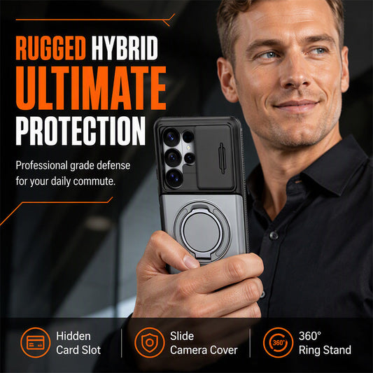 📱Limited Time Offer £9.99! 2‑in‑1 Shockproof Phone Case with Hidden Card Holder, Rugged Hybrid Protective Cover, Slide Camera Cover & 360° Rotatable Ring Stand Heavy‑Duty Phone Shell