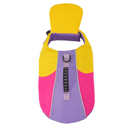 🐶50% OFF NOW! Dog Life Jacket with Chin Float, Color‑Block Pet Safety Flotation Vest with Rescue Handle, Adjustable Buckle Dog Swim Life Vest for Pool Beach Boating