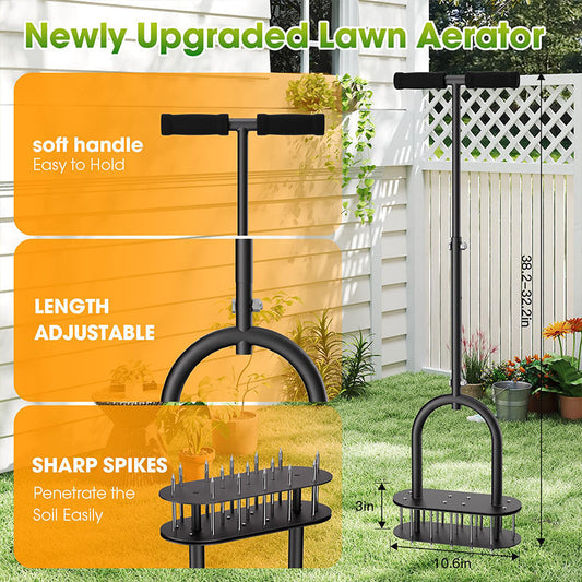 🌱50% OFF NOW! Heavy‑Duty Manual Lawn Coring Aerator‑Adjustable Length Upgraded Garden Spike Aerating Tool, Soft‑Grip Handle for Yard Soil Ventilation