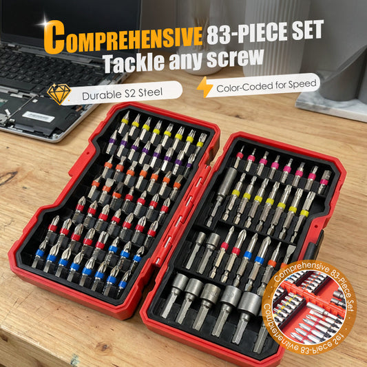 🔧50% OFF NOW! 83-Piece S2 Steel Screwdriver Bit Set, Color-Coded Driver Bits, Complete Repair Tool Kit for DIY, Electronics & Home Maintenance
