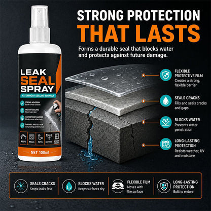 💧50% OFF NOW! Portable Instant Leak Sealant Spray, Strong Adhesion Waterproof Sealing Spray, Flexible Barrier Leak Repair Spray for Roofs, Pipes, Gutters & Outdoor Surfaces