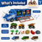 🦖50% OFF NOW! Interactive Dinosaur Transporter Toy Truck, Dinosaur Storage Carrier Truck with Lights & Music, Pull‑Back Mini Dino Cars & Dino Figures, Kids Dinosaur Play Set for Boys & Girls Gift