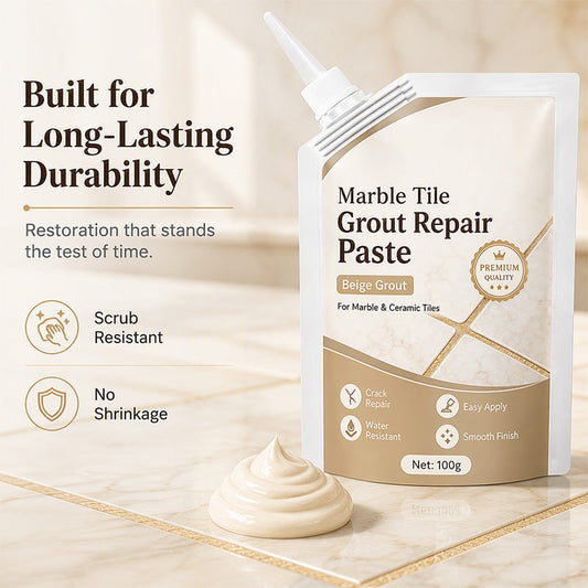🏠50% OFF NOW! Beige Marble Tile Grout Repair Paste, Water‑Resistant Scrub‑Proof Tile Joint Filler, No‑Shrink Grout Restoration Paste for Marble & Ceramic Tiles Bathroom Kitchen Floor