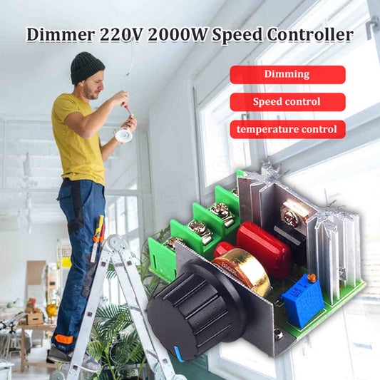 ⚡50% OFF NOW! 2000W AC Voltage Controller, 220V SCR Motor Speed Dimmer, Adjustable Voltage Regulator for Fan Speed, Light Dimming & Heater Temperature Control
