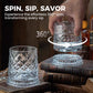 🥃50% OFF NOW! 360° Rotating Whiskey Glass Tumbler – Vintage Embossed Crystal Spinning Old Fashioned Glass, Luxury Rotatable Cocktail Glass for Bar, Home & Party