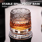 🥃50% OFF NOW! 360° Rotating Whiskey Glass Tumbler – Vintage Embossed Crystal Spinning Old Fashioned Glass, Luxury Rotatable Cocktail Glass for Bar, Home & Party