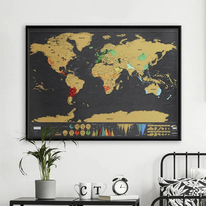 🌍50% OFF NOW! Scratch‑Off World Map Travel Journal Poster – Large Scratchable Travel World Map Wall Art, Home Decor Poster to Record Visited Countries, Perfect Travel Gift for Adventurers