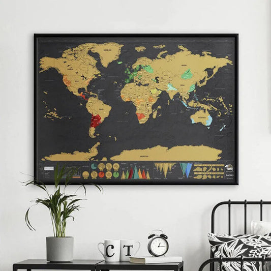 🌍50% OFF NOW! Scratch‑Off World Map Travel Journal Poster – Large Scratchable Travel World Map Wall Art, Home Decor Poster to Record Visited Countries, Perfect Travel Gift for Adventurers