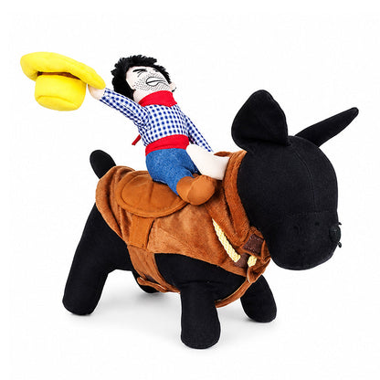 🤠50% OFF NOW! Funny Cowboy Rider Dog Costume‑ Soft Breathable Pet Cowboy Outfit, Adjustable Saddle‑Style Riding Costume, Hilarious Galloping Illusion Dress‑Up for Party & Halloween