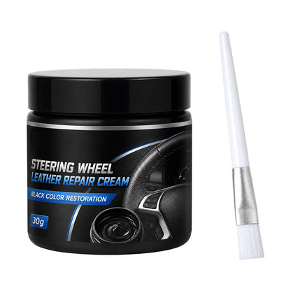 🚗50% OFF NOW! Car Steering Wheel Leather Repair Cream‑  Black Leather Restoration Paste, Fade & Scratch Repair Cream, Non‑Greasy Auto Interior Leather Refinish for Seats & Steering Wheels