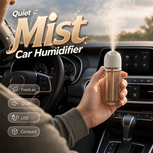 💨50% OFF NOW! Portable Mini Quiet Car Air Humidifier‑ USB Powered Compact Mist Humidifier, Small Desktop Travel Humidifier for Car, Office & Bedroom Use