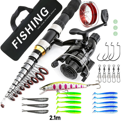 🎣50% OFF NOW! Complete Travel Fishing Gear Set‑Telescopic Fiberglass Fishing Rod Kit with Spinning Reel, Lures Hooks & Storage Bag for Beginners Travel Freshwater Fishing