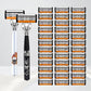 🪒50% OFF NOW! 6‑Layer Manual Razor Set with Pivoting Head‑Smooth Glide Shaving Kit, Non‑Slip Handle & Lubricating Strip, Men’s Manual Shaver with Replacement Blades