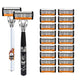 🪒50% OFF NOW! 6‑Layer Manual Razor Set with Pivoting Head‑Smooth Glide Shaving Kit, Non‑Slip Handle & Lubricating Strip, Men’s Manual Shaver with Replacement Blades