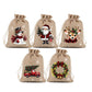 🎄50% OFF NOW! Christmas Drawstring Gift Bags – Rustic Burlap X‑mas Sack Pouches, Santa Snowman Reindeer Print, Reusable Holiday Candy Treat Bags for Gift Wrapping & Party Favors