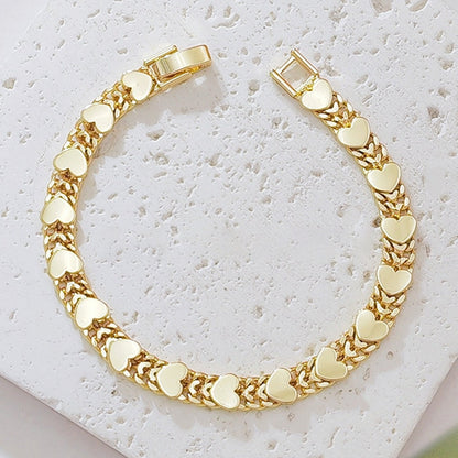 ✨50% OFF NOW! Women's Elegant Heart Link Bracelet‑ High‑Shine Gold‑Tone Double Heart Chain Bracelet, Adjustable Lightweight Luxury Jewelry Gift for Ladies