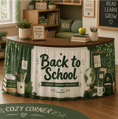 📚50% OFF NOW! Vibrant Classroom Party Table Skirt‑ First Day of School Decorative Table Cover Skirt, Reusable Back‑to‑School Tablecloth for Classroom Welcome Events & School Parties