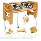 🐶50% OFF NOW! Adjustable Height Elevated Dog & Cat Feeder‑ Bamboo Raised Pet Bowl Stand with 2 Stainless Steel Bowls, Non‑Slip Raised Feeding Station for Dogs & Cats