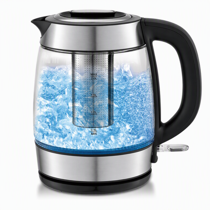 ✨50% OFF NOW! 2L Glass Electric Kettle, 2200W Rapid Boil Water Boiler with Stainless Steel Tea Infuser, Auto Shut-Off & Overheat Protection