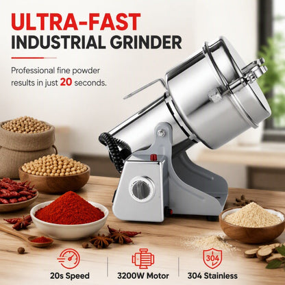 🥣 50% OFF NOW! High-Speed Ultra-Fine Electric Grinder – 3200W Industrial Grain Mill, 304 Stainless Steel Powder Maker for Spices, Herbs, Nuts & Dry Grains