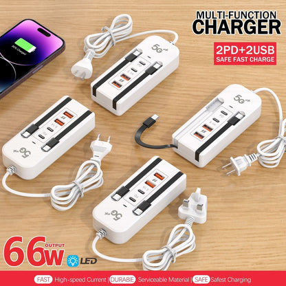Charge 6 Devices Instantly! No-Clutter 66W Desktop Power Hub