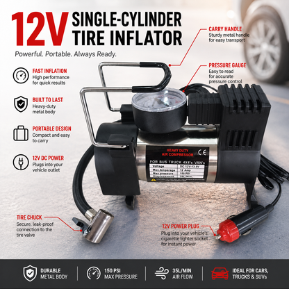 Heavy Duty Single Cylinder Car Air Compressor