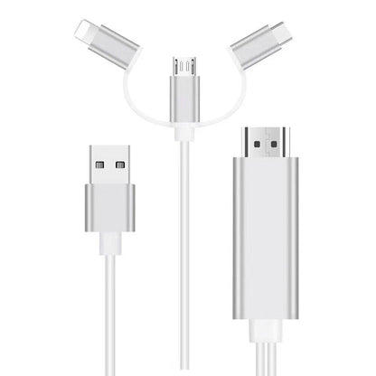 🔥50% OFF NOW! 3‑in‑1 Phone to HDMI Adapter Cable, 1080P HD Screen Mirroring Cord Plug‑and‑Play, Aluminum Alloy Universal HDMI Converter for Phones to TV Monitor Projector