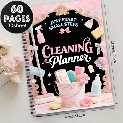 📋50% OFF NOW! Focused Cleaning Planner Notebook – A5 60 Pages Household Chore Chart Journal, Deep Cleaning Schedule Tracker for Home Cleaning Tasks & Household Management