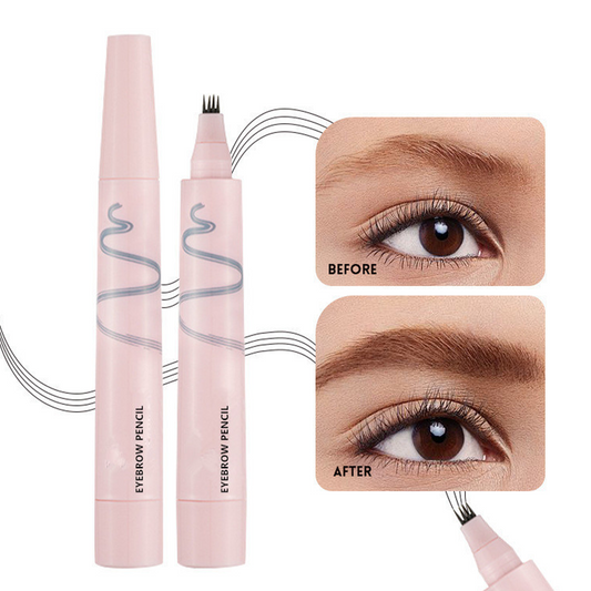 💄50% OFF NOW! Waterproof Four-Prong Brow Pencil – Micro 4 Fork Tip Eyebrow Pen, Long Lasting Natural Brow Tattoo Pen for Realistic Hair-Like Eyebrows