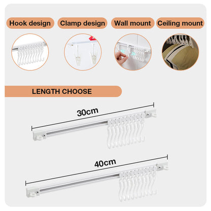 🪝50% OFF NOW! No-Drill Slidable Track Organizer Hooks – Wall Mounted Utensil Hanging Rail, Movable Sliding Hooks for Kitchen Bathroom Storage, Save Counter Space