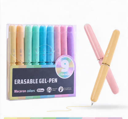 ✨50% OFF NOW! 9 Colors Macaron Erasable Gel Pen Set – Retractable Erasable Writing Pens, Cute Pastel Ink Pens for Journaling, Note Taking, Planner & School Supplies for Students