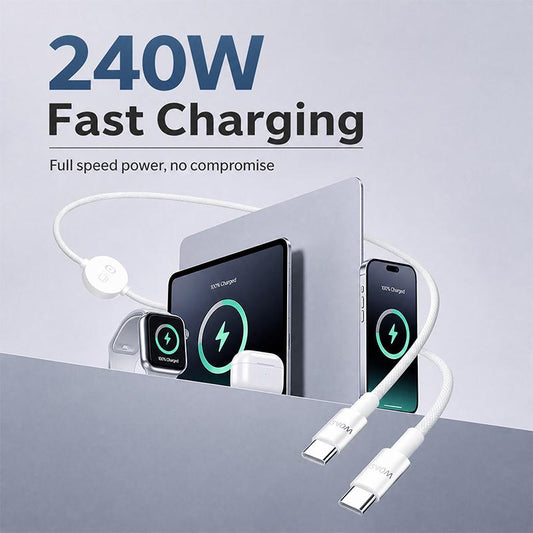 ⚡50% OFF NOW! 240W Fast Charging Braided USB-C Cable, High Speed Power Delivery Cord for Phone, Tablet & Laptop