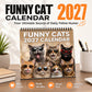🐱 50% OFF NOW! 2027 Funny Cats Wall Calendar – Humorous Kitty Photo Desk Calendar, Large Monthly Grid, Twin-Wire Binding, Cute Cat Art Decor for Home & Office