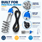 ♨️50% OFF NOW! Stainless Steel Spiral Immersion Water Heater, Portable 220V Bucket Water Heating Rod with Auto Temperature Control, EU Plug Quick Heating Submersible Water Heater for Home