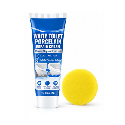 🚽50% OFF NOW! White Toilet Porcelain Repair Cream – 60ml Waterproof Chip Scratch Repair Paste, Restore Ceramic Sink Bathtub & Tile Surface