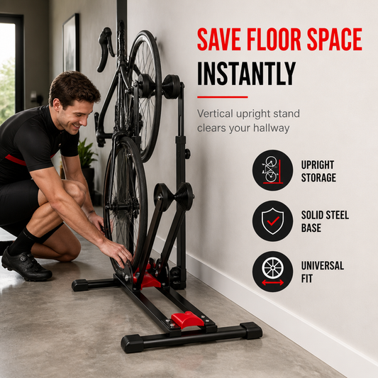 🚲50% OFF NOW! Foldable Bicycle Floor Parking Stand – Double Pole U Shaped Bike Display Rack, Vertical Bike Storage Holder for Road & Mountain Bikes