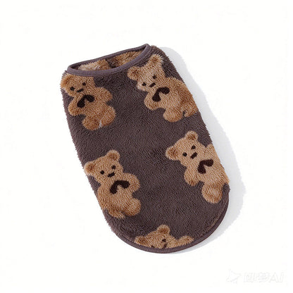 🐶50% OFF NOW! Cute Plush-Lined Pet Vest – Soft Warm Fleece Dog Clothes, Cartoon Pattern Sleeveless Puppy Vest for Small Dogs Autumn Winter Wear