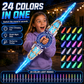 ⚔️50% OFF NOW! Rechargeable Double-Blade Light Up Sword – Retractable Spinning LED Toy Sword with Motion Sound Effects, 24 Color Light Modes, Type-C Rechargeable Kids Light Sword for Boys Party & Role Play